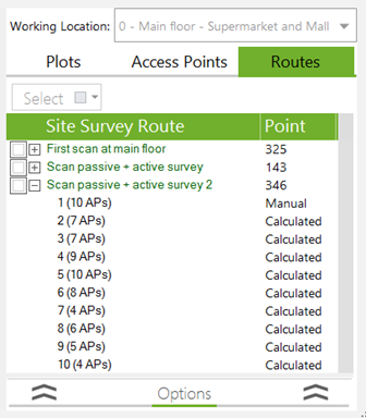 Wireless survey route option