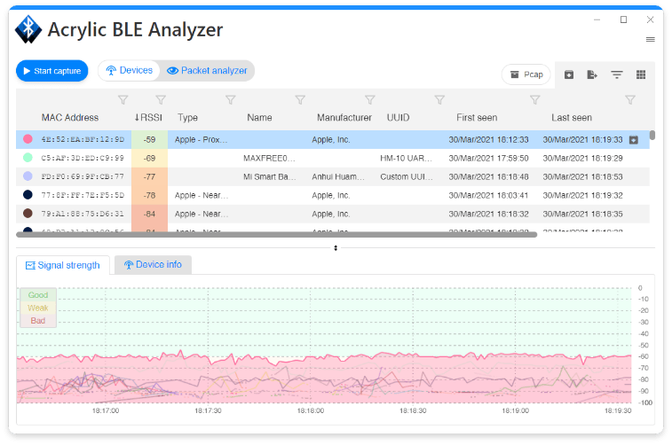  bluetooth LE scanner ligth theme