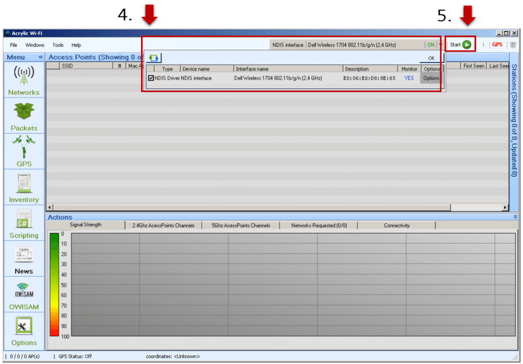 Select Capture interface NDIS