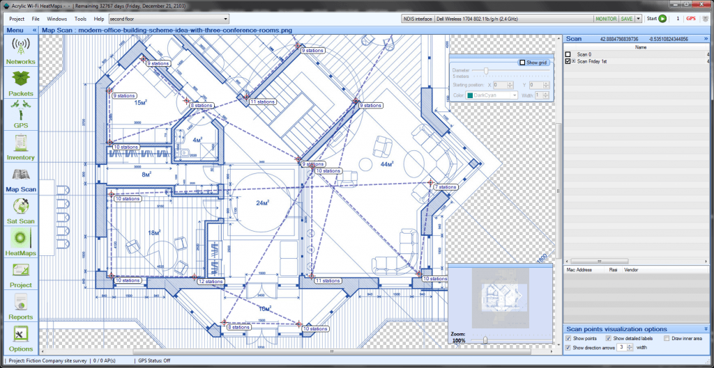 Acrylic WLAN site survey software for 802.11 networks