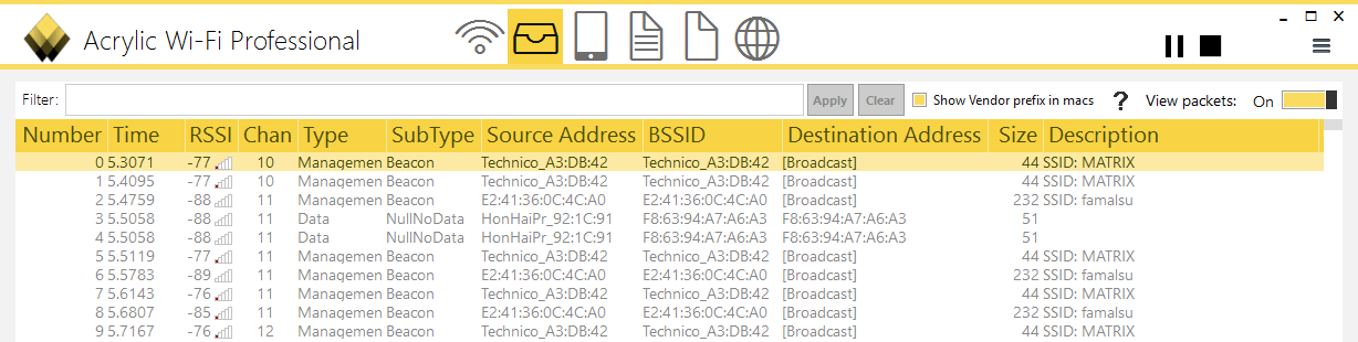 WLAN-Sniffer für Windows 7 ,8, 8.1 und 10