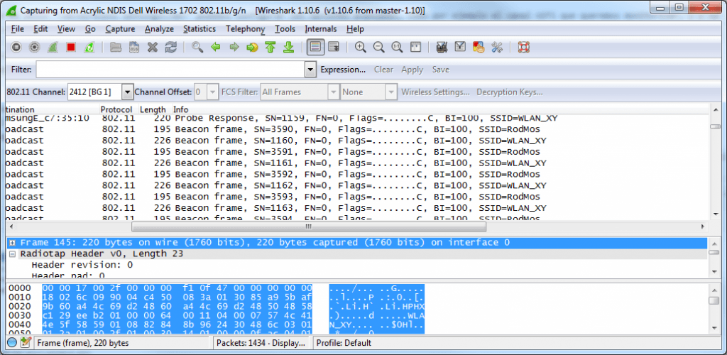 Захват NDIS Wi-Fi трафика с помощью Wireshark в ОС Windows