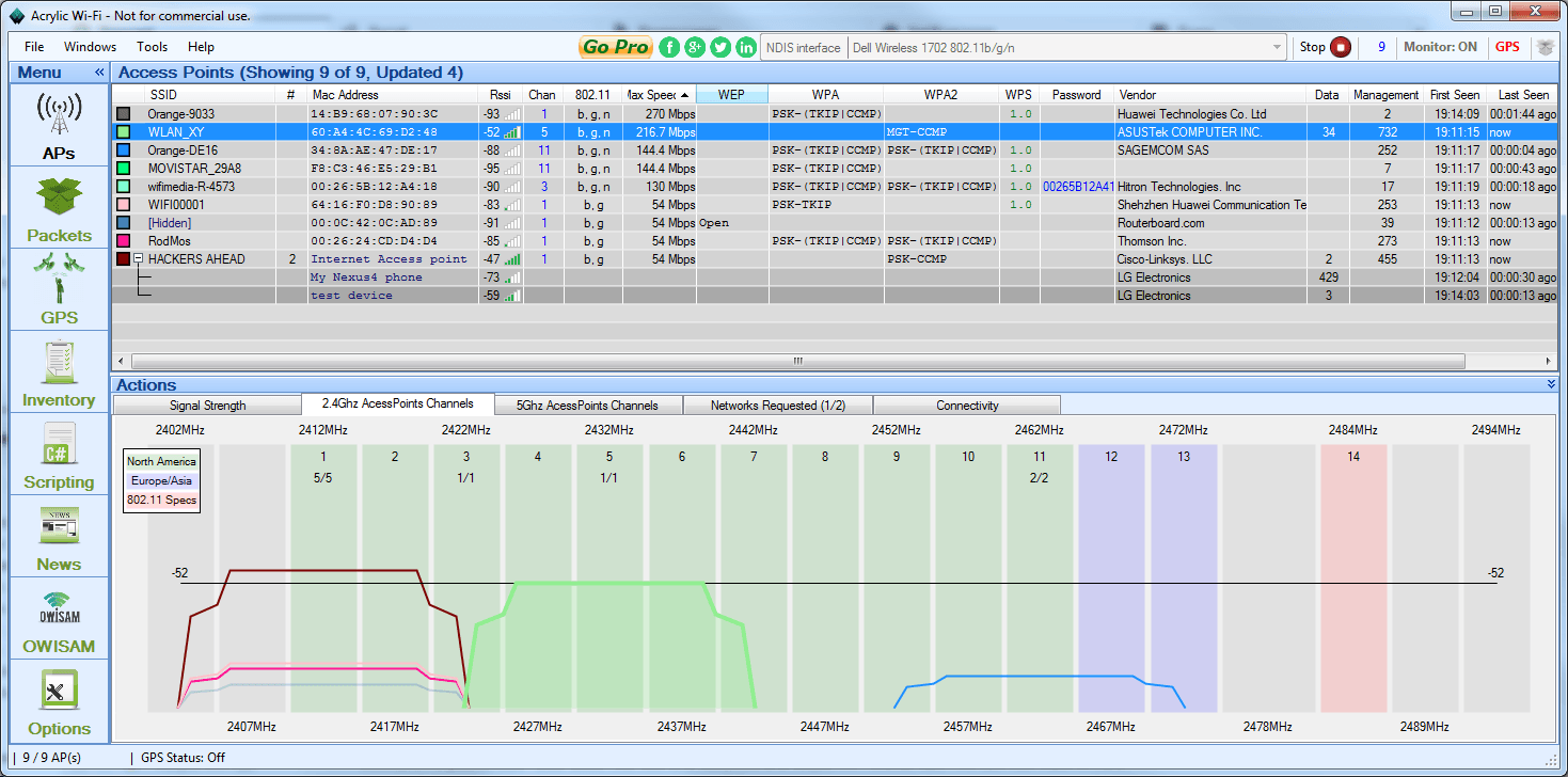 acrylic wifi network quality