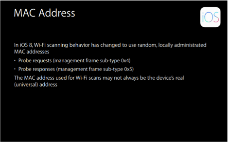 Fake iOS8 Wifi MAC addresses to improve privacy