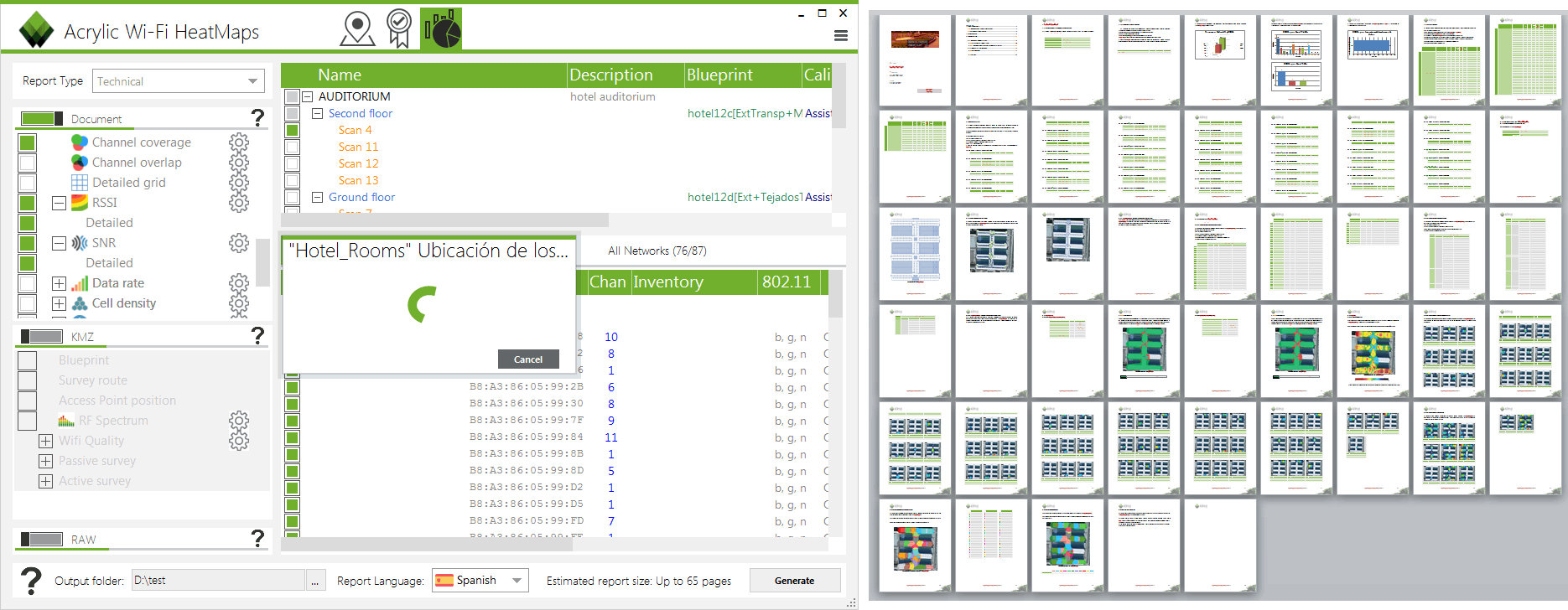 Generating reports and support technical memory