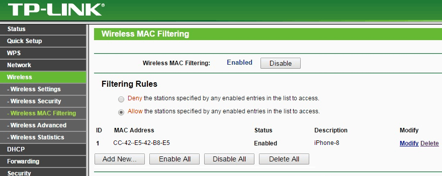 mac filtering
