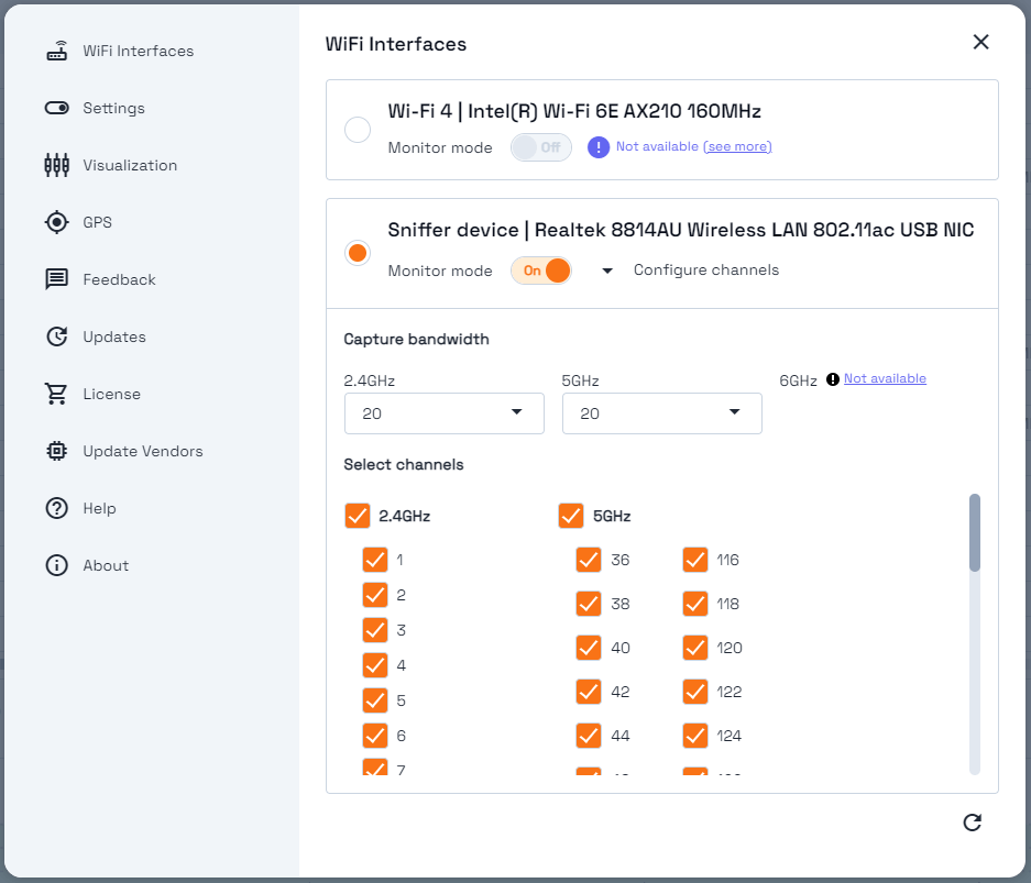 Monitor Mode and Native Capture Mode in Acrylic Wi-Fi